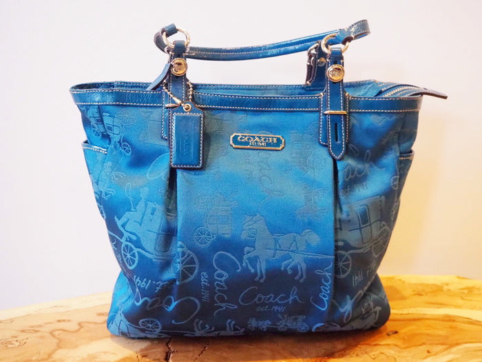 Coach horse & Carriage Turquoise Shoulder Bag