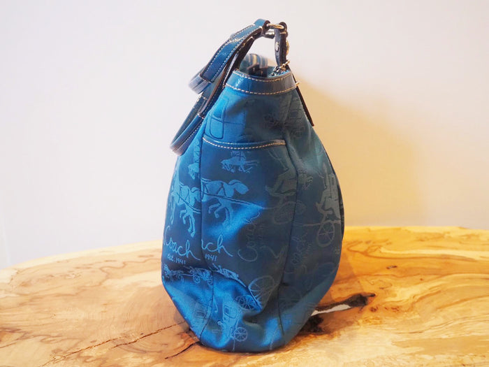 Coach horse & Carriage Turquoise Shoulder Bag