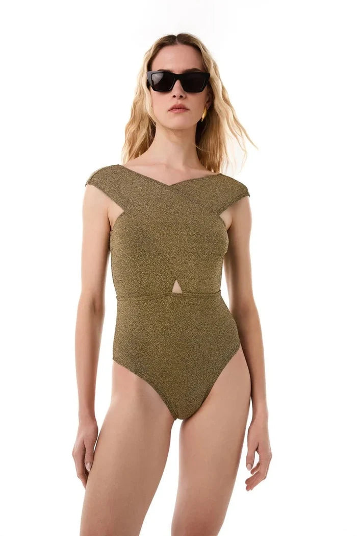 One-Piece Kiohne Coral Cross Body One Piece Gold Apoella