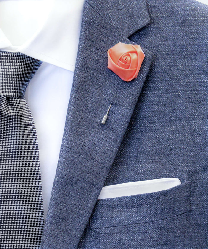 Coral Pop Flower Lapel Pin