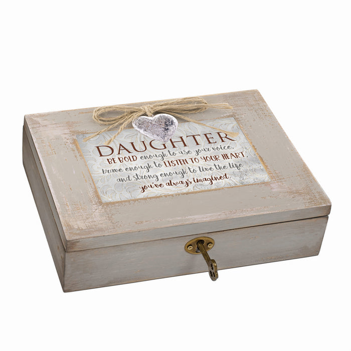 Cottage Garden Daughter Be Bold to Use Your Voice Natural Taupe Jewelry Music Box Plays You Light Up My Life