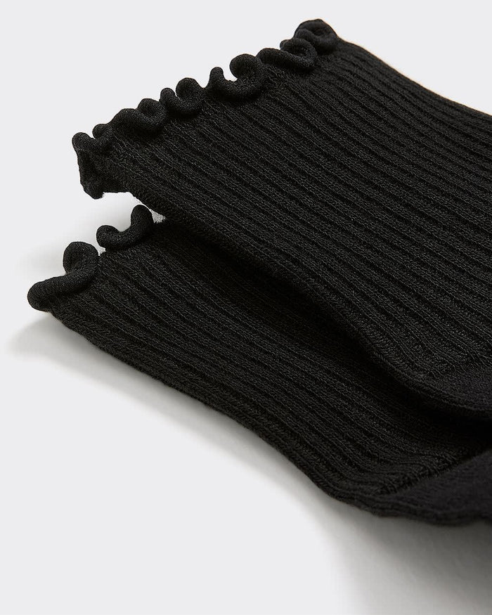 Cotton Anklet Socks with Ruffled Hems