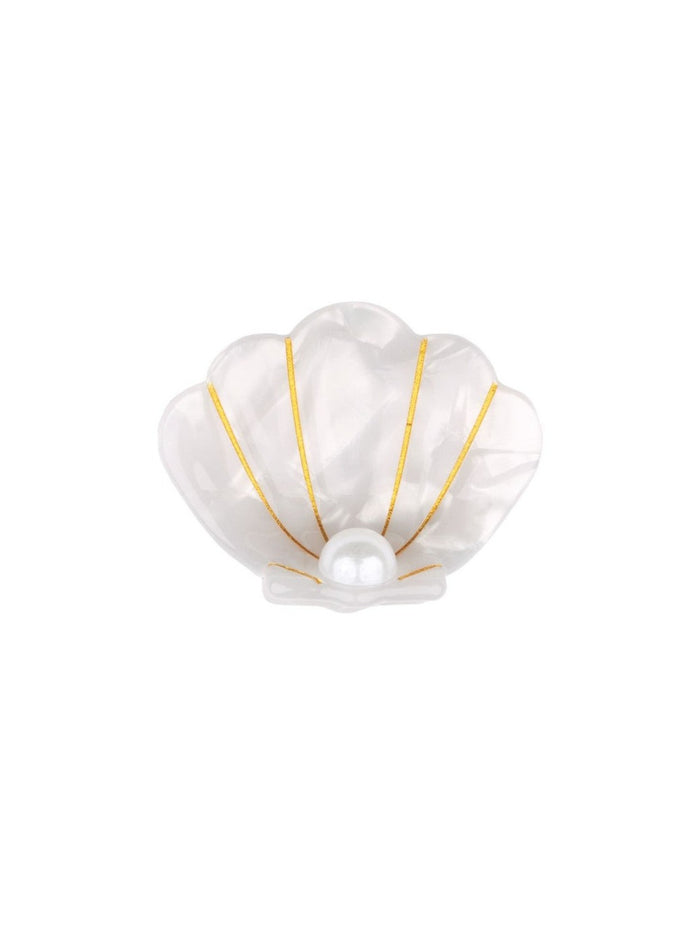 COUCOU SUZETTE Mini Pince à Cheveux - Coquille Saint-Jacques avec perle, parfaite idée de cadeau pour femme.