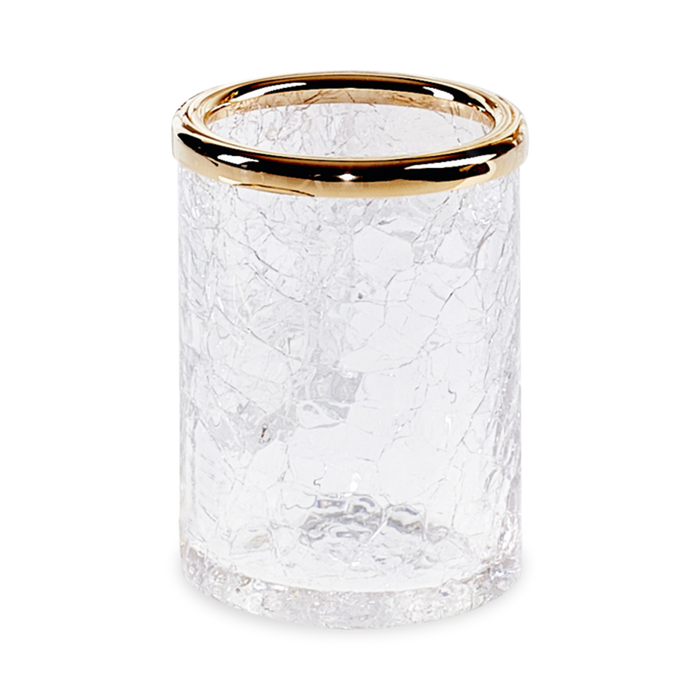 The Cracked Accessories collection features delicate cracked glass with polished gold details.