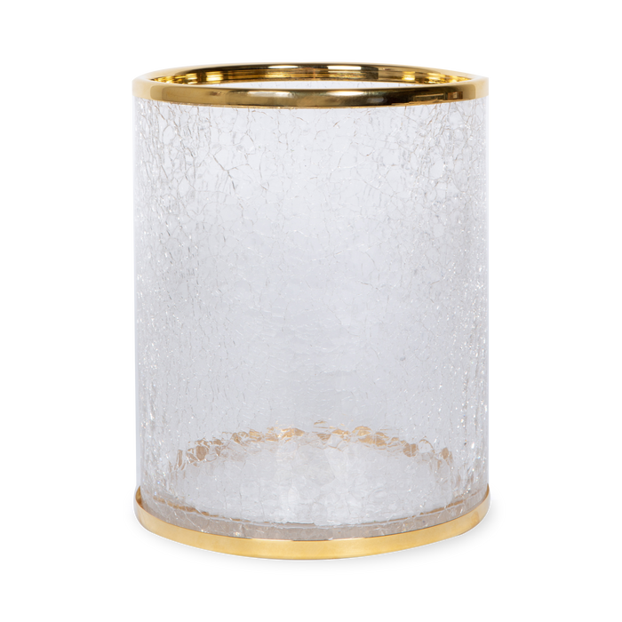The Cracked Accessories collection features delicate cracked glass with polished gold details.