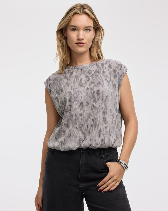 Crew-Neck Plissé-Knit Tank