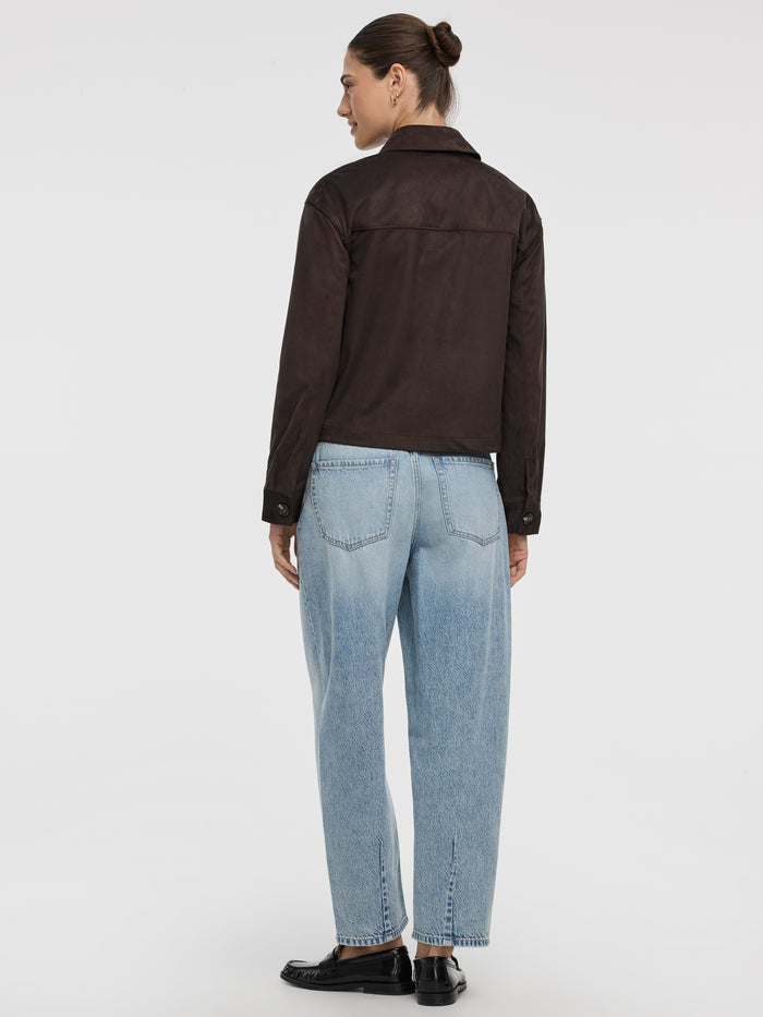 Cropped Faux-Suede Jacket