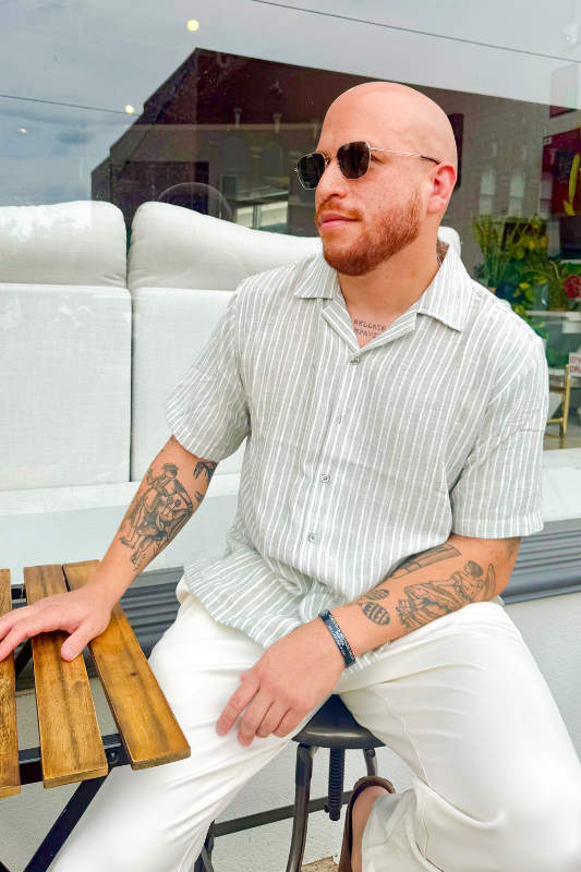 Cuban Collar Shirt- Green