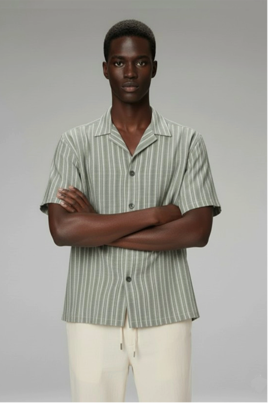 Cuban Collar Shirt- Green
