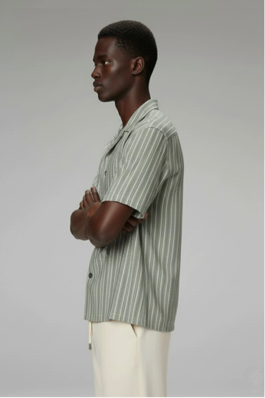 Cuban Collar Shirt- Green