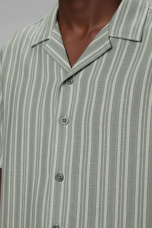Cuban Collar Shirt- Green