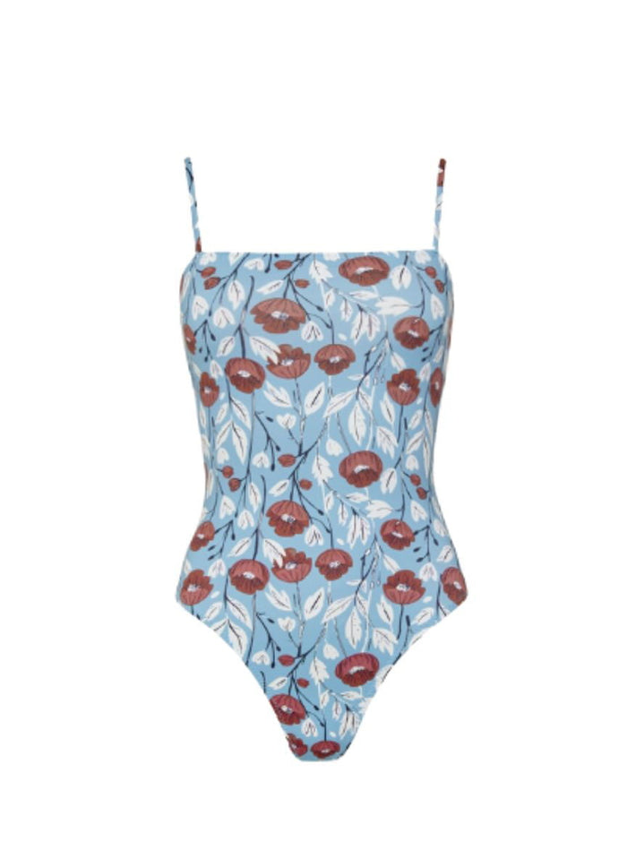 One-Piece Emmanuela Swimwear Daisy Strap One-piece Blue/White Flowers Apoella