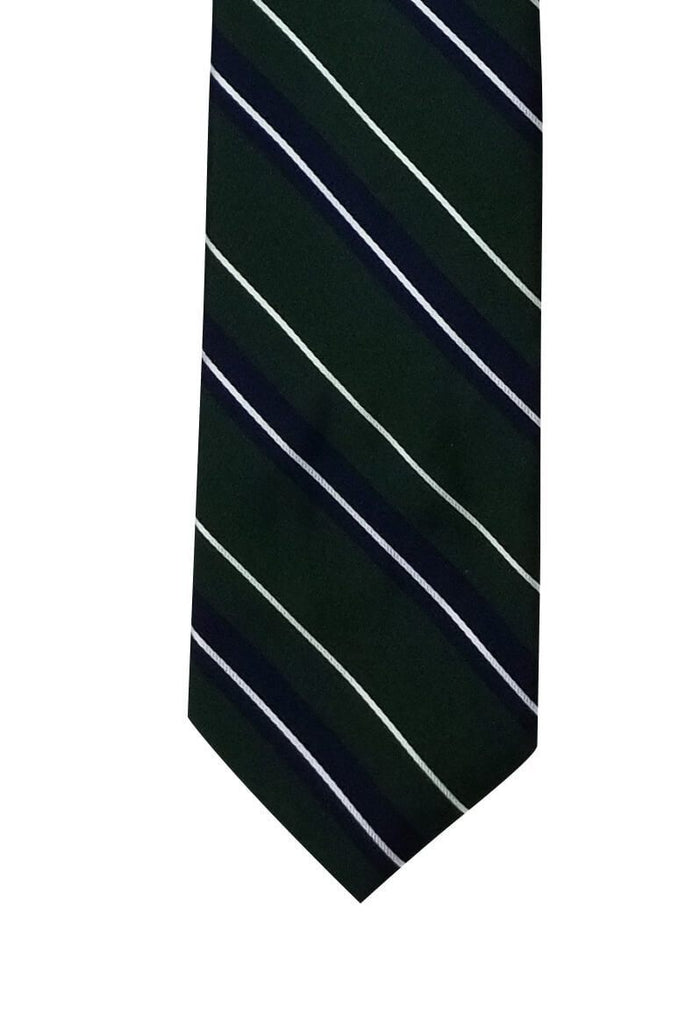 Dark Green with Navy and Silver Striped Pre-tied Tie, Tie, GoTie