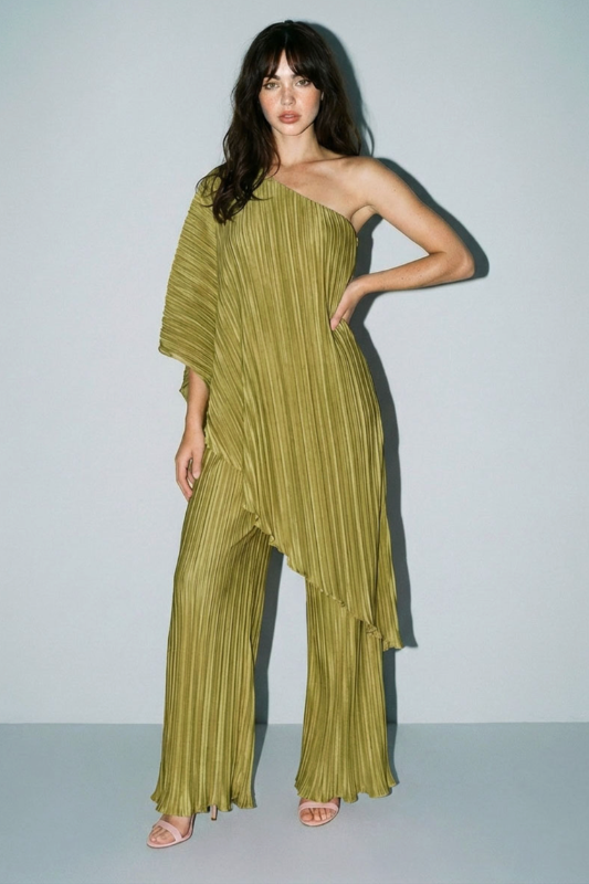 Debra Pleated Pant- Green<br>***LAST ONE***