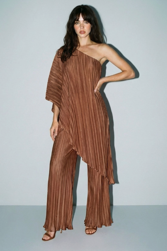 Debra Pleated Top- Brown<br>***LAST ONE***