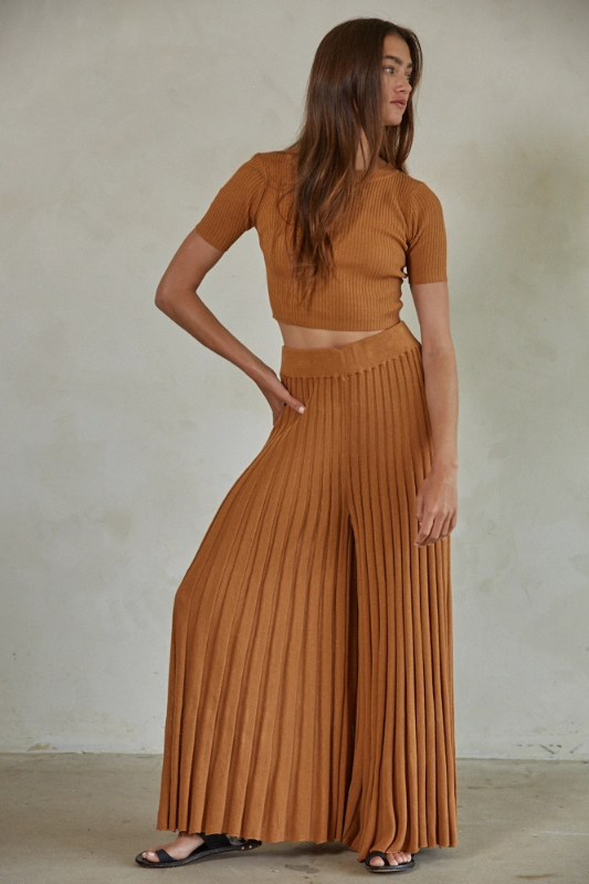 Demi Sweater Crop Top- Camel
