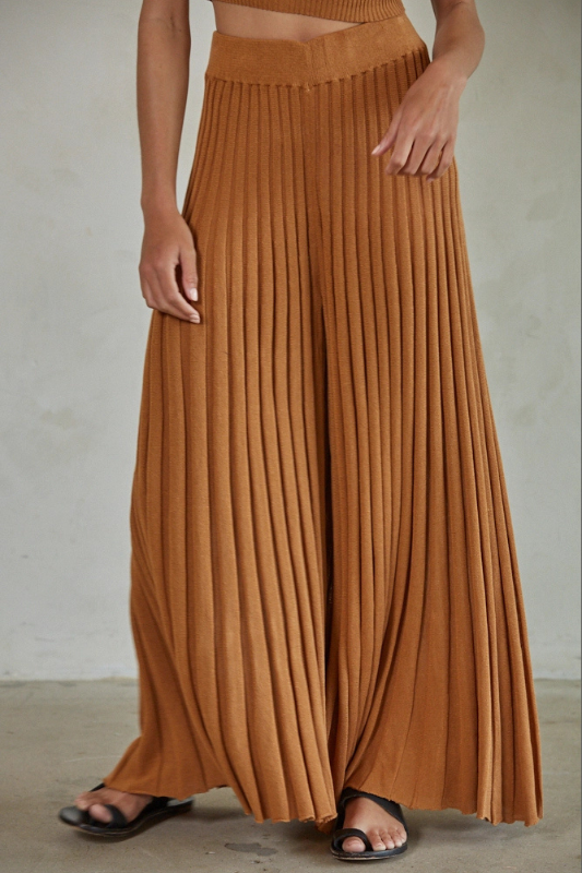 Demi Sweater  Flare Pant- Camel