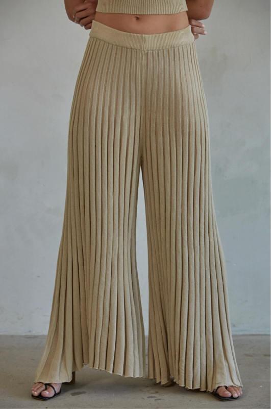 Demi Sweater Flare Pant- Tan