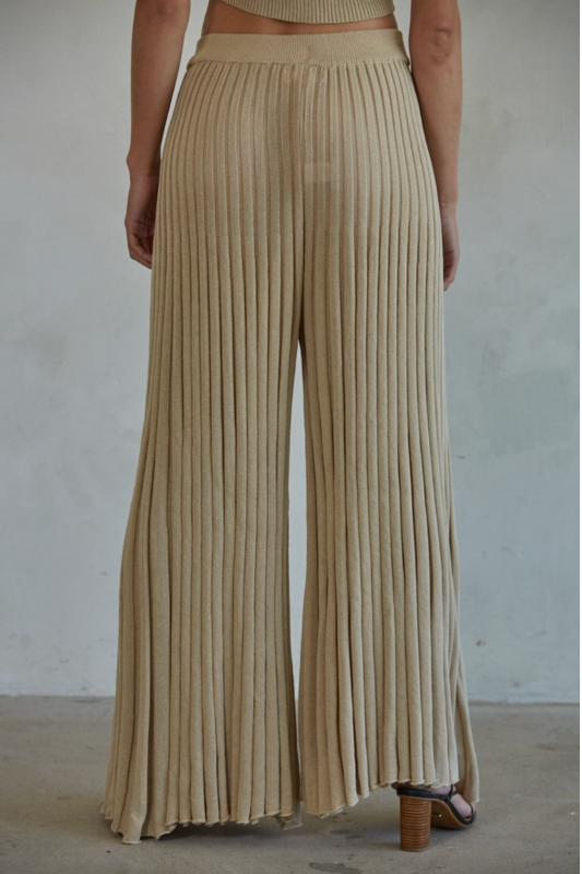 Demi Sweater Flare Pant- Tan