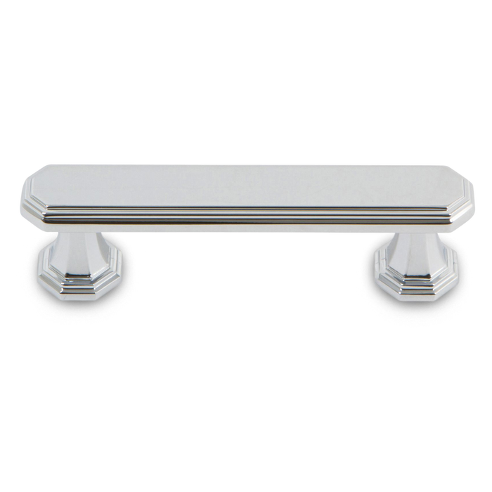 A sophisticated contemporary pull with ridged edges.