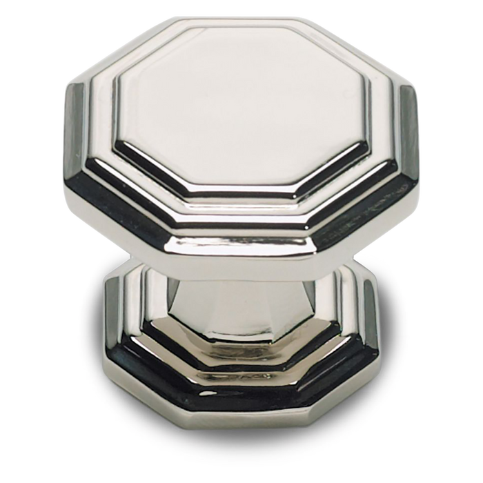 A sophisticated contemporary knob with ridged edges.