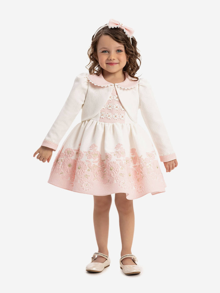 DRESS & Fleur Baby Girls Dress with Bolero and Headband in Pink