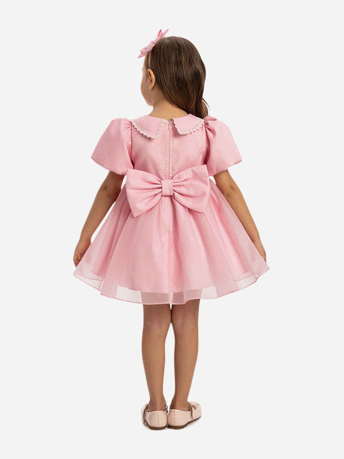 DRESS & Fleur Baby Girls Pearl Detail Dress with Headband in Pink