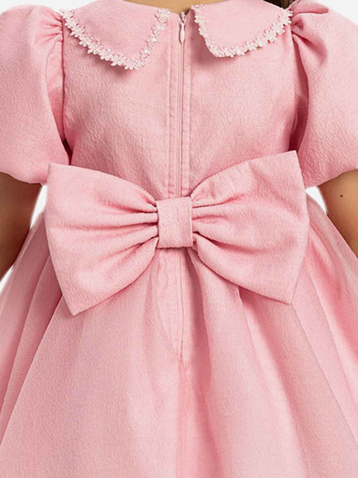 DRESS & Fleur Baby Girls Pearl Detail Dress with Headband in Pink