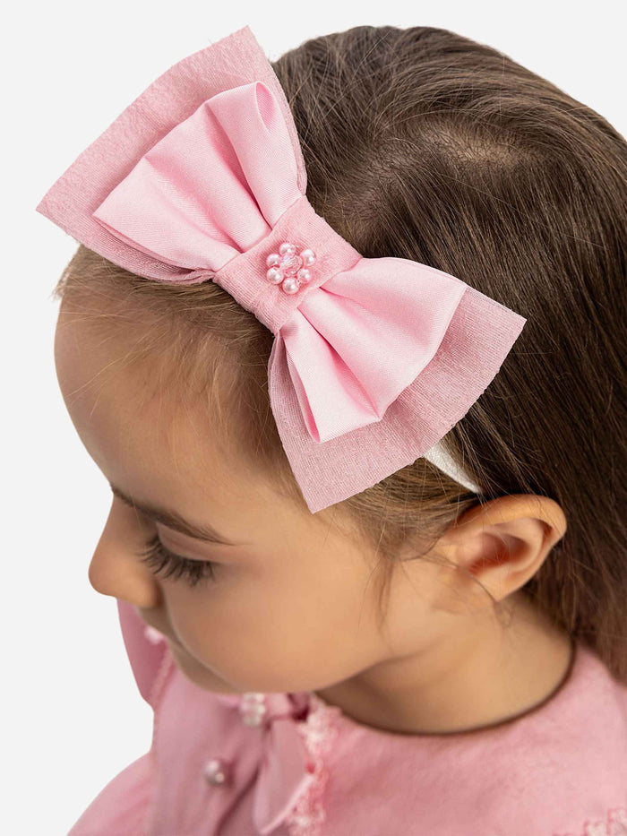 DRESS & Fleur Baby Girls Pearl Detail Dress with Headband in Pink