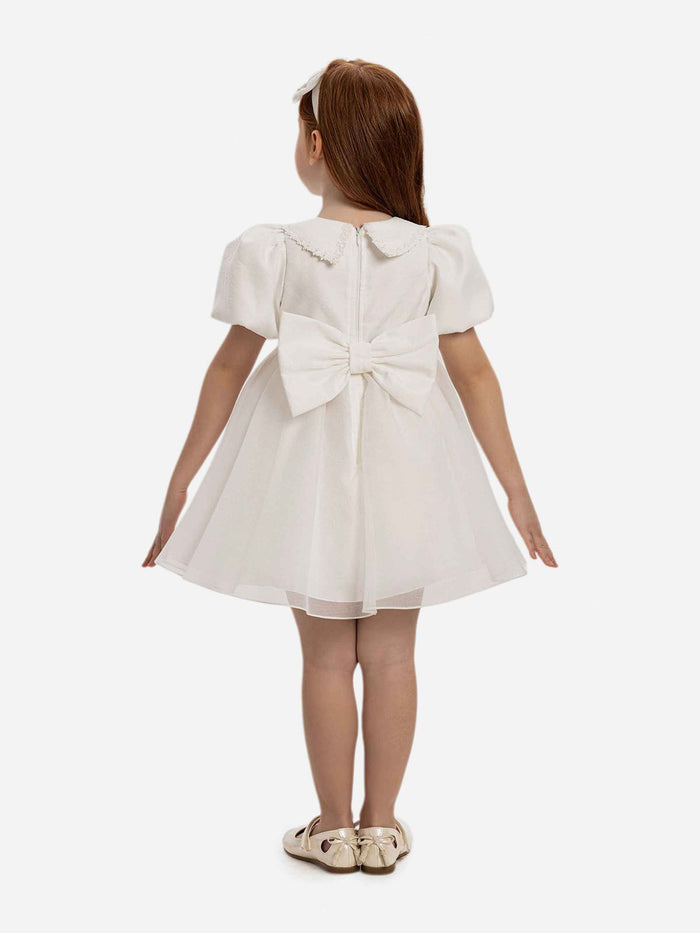 DRESS & Fleur Baby Girls Pearl Detail Dress with Headband in White