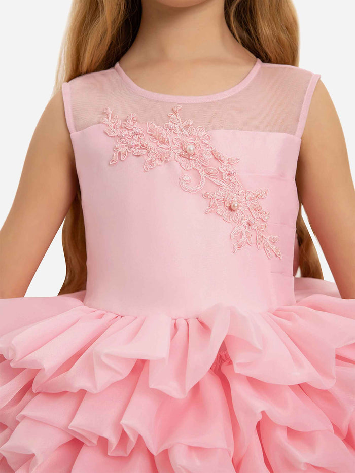 DRESS & Fleur Girls Dress with Headband in Pink