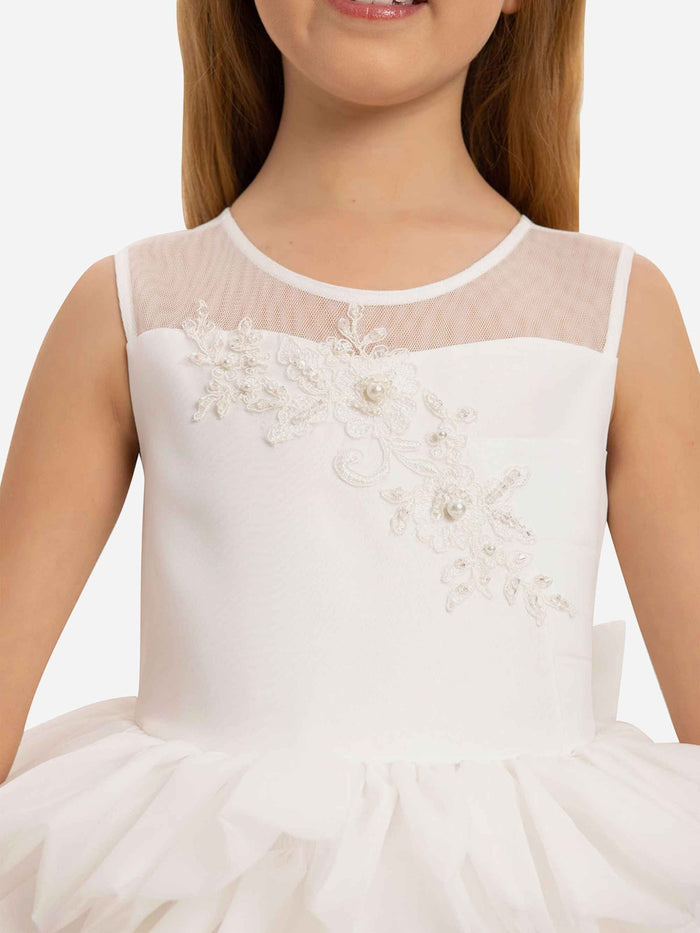 DRESS & Fleur Girls Dress with Headband in White