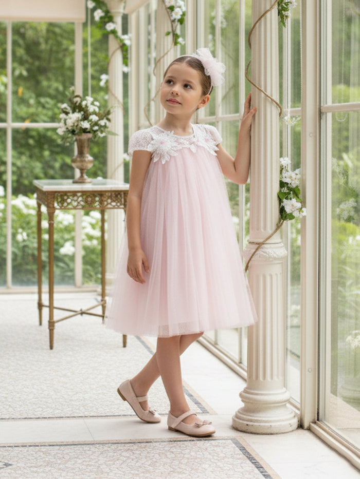 DRESS & Fleur Girls Flower Occasion Dress with Headband in Pink