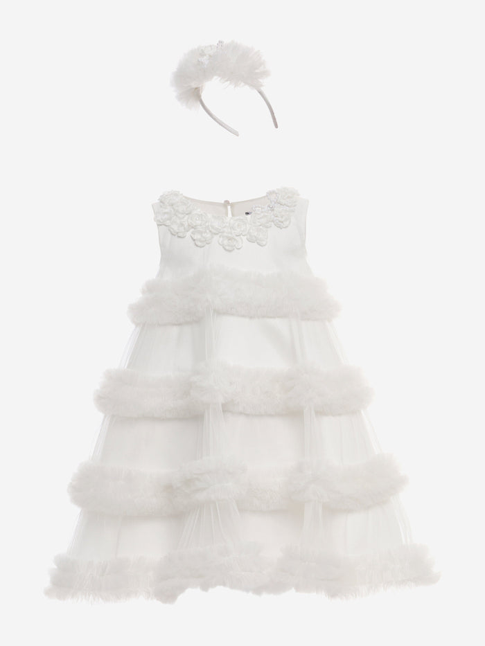 DRESS & Fleur Girls Occasion Dress with Headband in Ivory