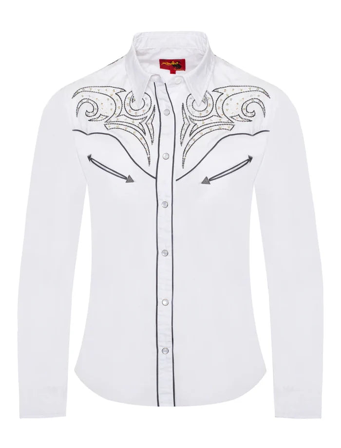 Elegant Studded Pearl Snap Shirt