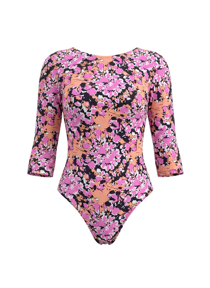 One-Piece Emmanuela Swimwear Emmaline Long Sleeve One-piece Pink/Orange/Black Apoella