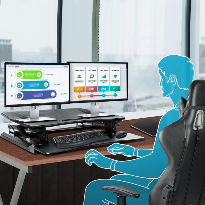 Ergonomic Stylish Height Adjustable Sit To Stand Desktop Raiser