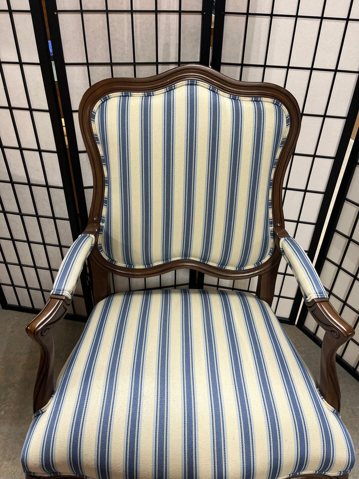 Ethan Allen Blue/White Striped Arm Chair