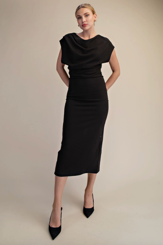 Evelyn Midi Dress- Black