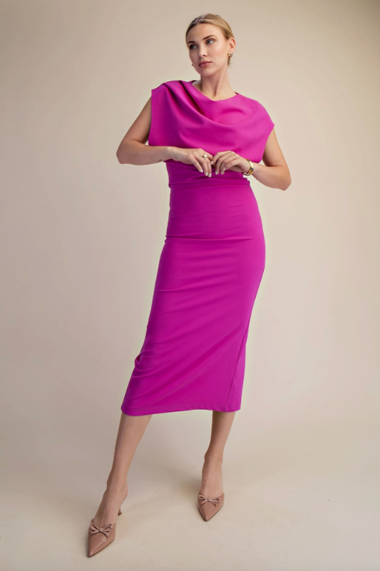 Evelyn Midi Dress- Fuchsia<br>***LAST ONE***