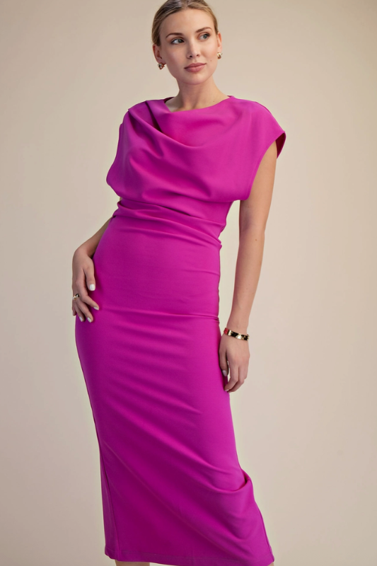 Evelyn Midi Dress- Fuchsia<br>***LAST ONE***