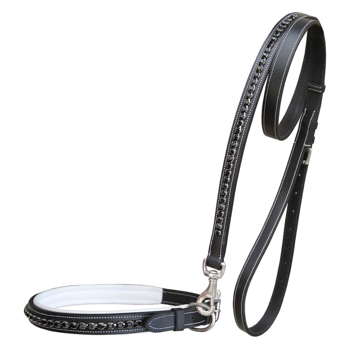 ExionPro Black Bling Dog Collar With Leash