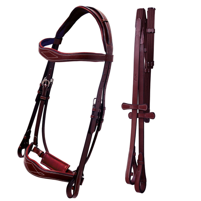 ExionPro Broad Wave Shape Designer Fancy Dressage Bridle & Web Reins