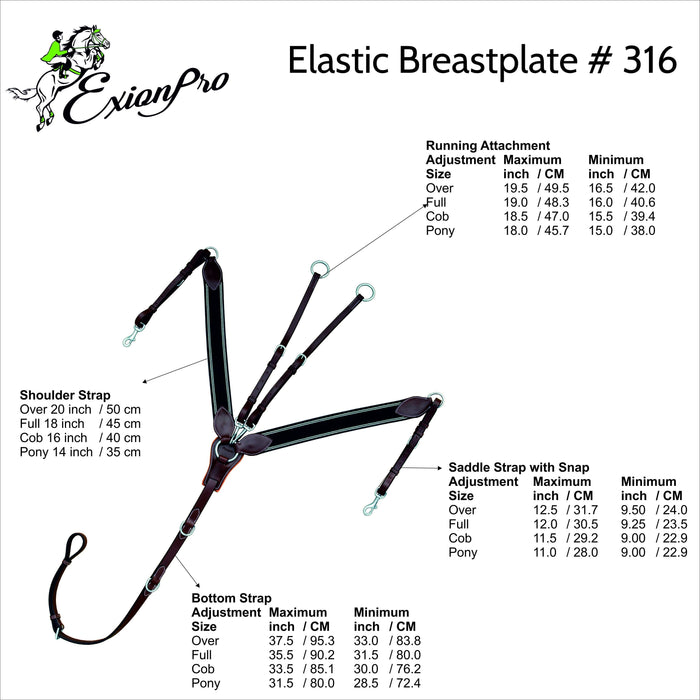 ExionPro Wide Elastic 3 Point Breastplate - Matching Elastic