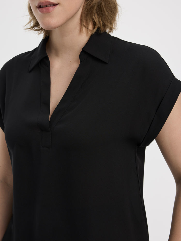 Extended-Sleeve Blouse with Johnny Collar - R Essentials