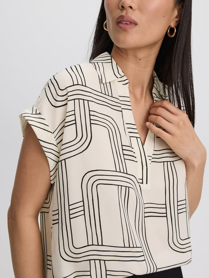 Extended-Sleeve V-Neck Flowy Blouse - R Essentials