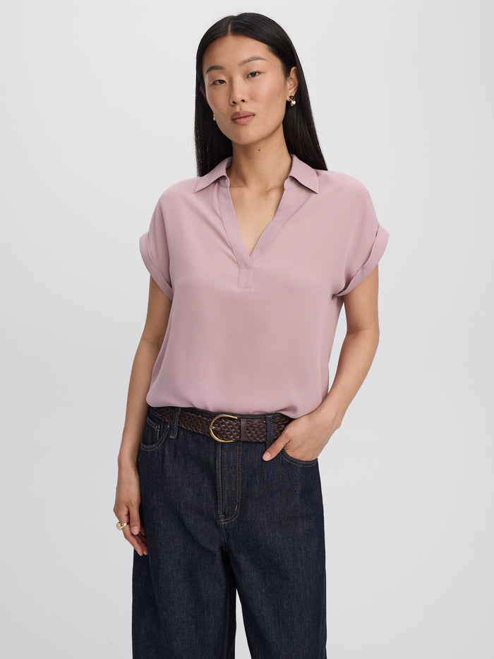 Extended-Sleeve V-Neck Flowy Blouse - R Essentials