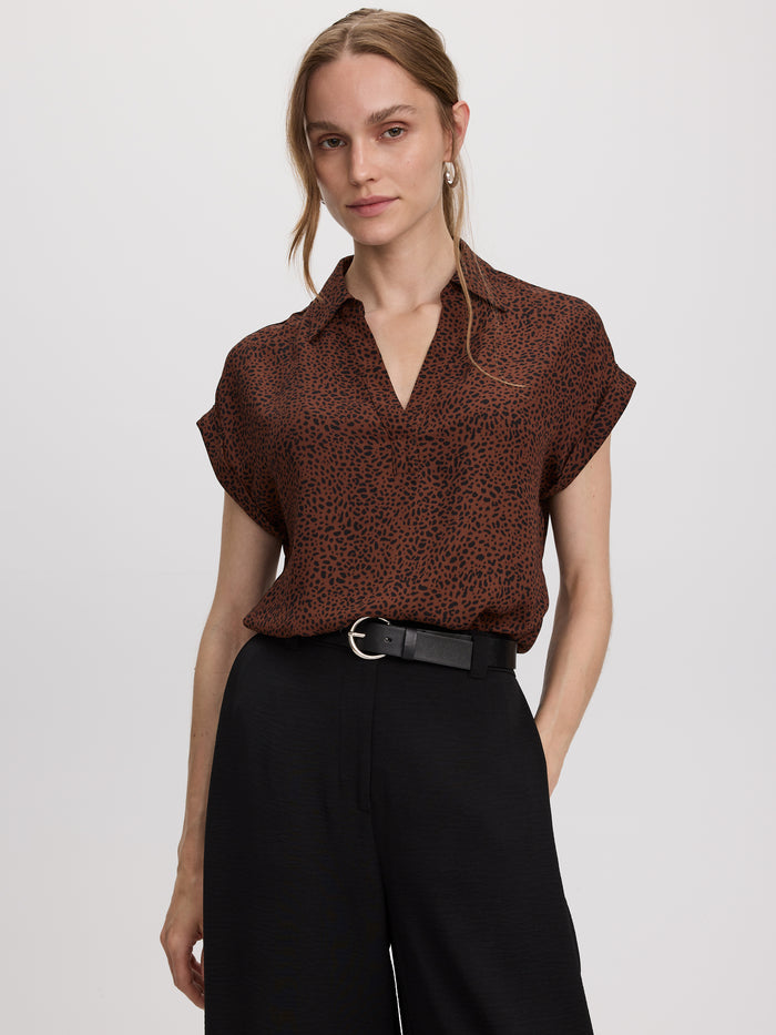 Extended-Sleeve V-Neck Flowy Blouse - R Essentials