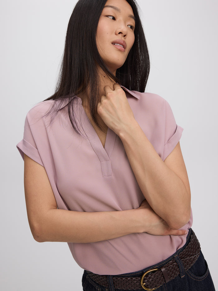 Extended-Sleeve V-Neck Flowy Blouse - R Essentials
