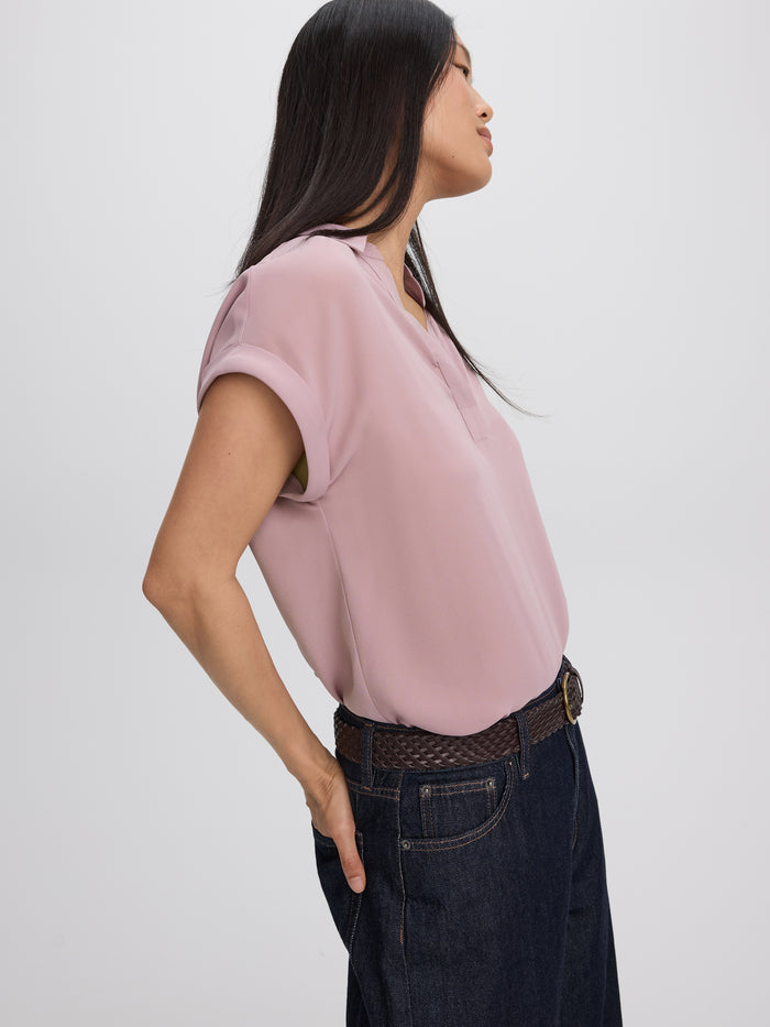 Extended-Sleeve V-Neck Flowy Blouse - R Essentials